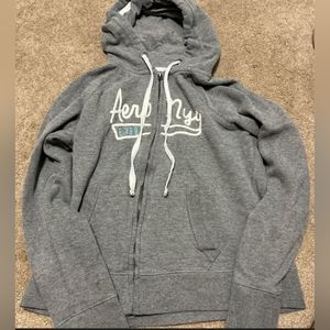 Aeropostale 2 Piece Sweat Outfit. Zip Up Hoodie & Joggers. Gray/White. S